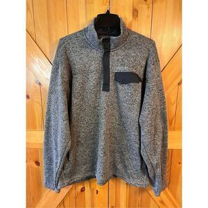 Eddie Bauer Snap Mock Pullover Heather Gray Mens XL Thick Warm Fleece (3159)